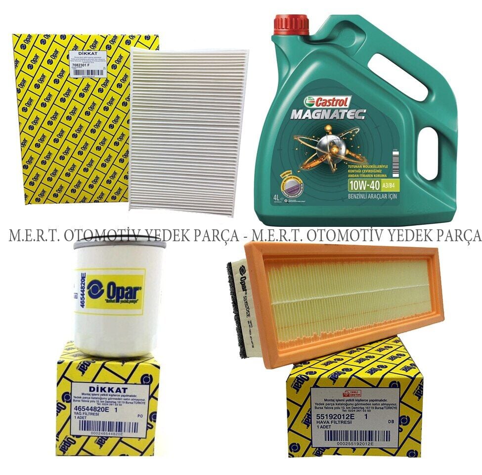 Fiat Albea 1.4 Yağ Bakım Filtre Seti Opar + Castrol