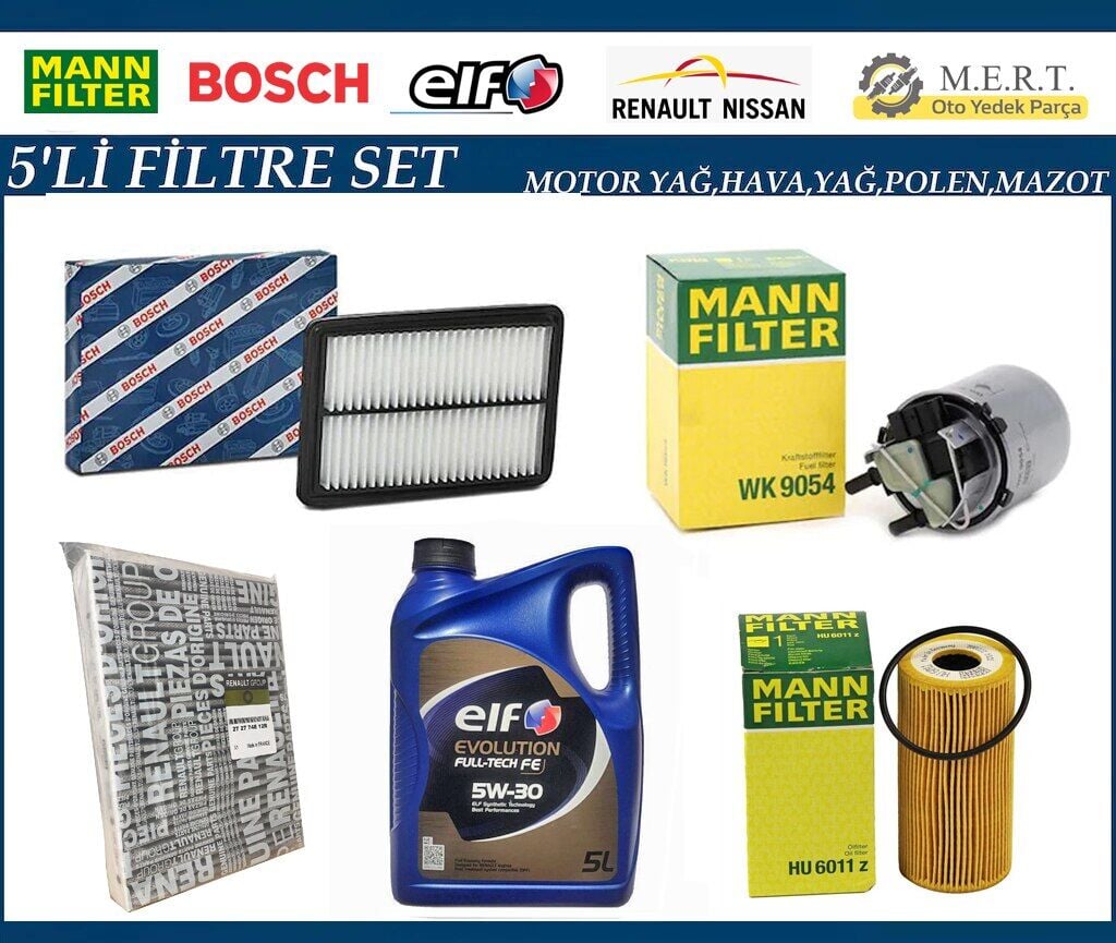Nissan Qashqai 1.6 Dci Dizel Filtre Bakım Seti + Motor Yağı