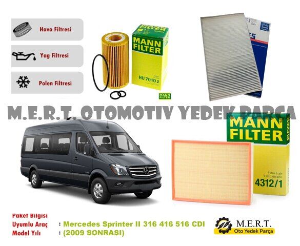 Mercedes Sprinter 316 416 516 Cdı Filtre Bakım Seti 2009-2017 (492122179)