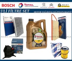 C2 1.4 HDI Filtre Bakım Seti + Motor Yağı (2004-2008)