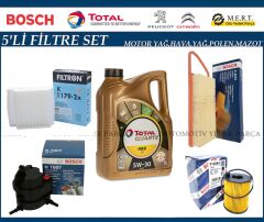 Peugeot 207 1.4 HDI Filtre Bakım Seti +Motor Yağı 2006-2010