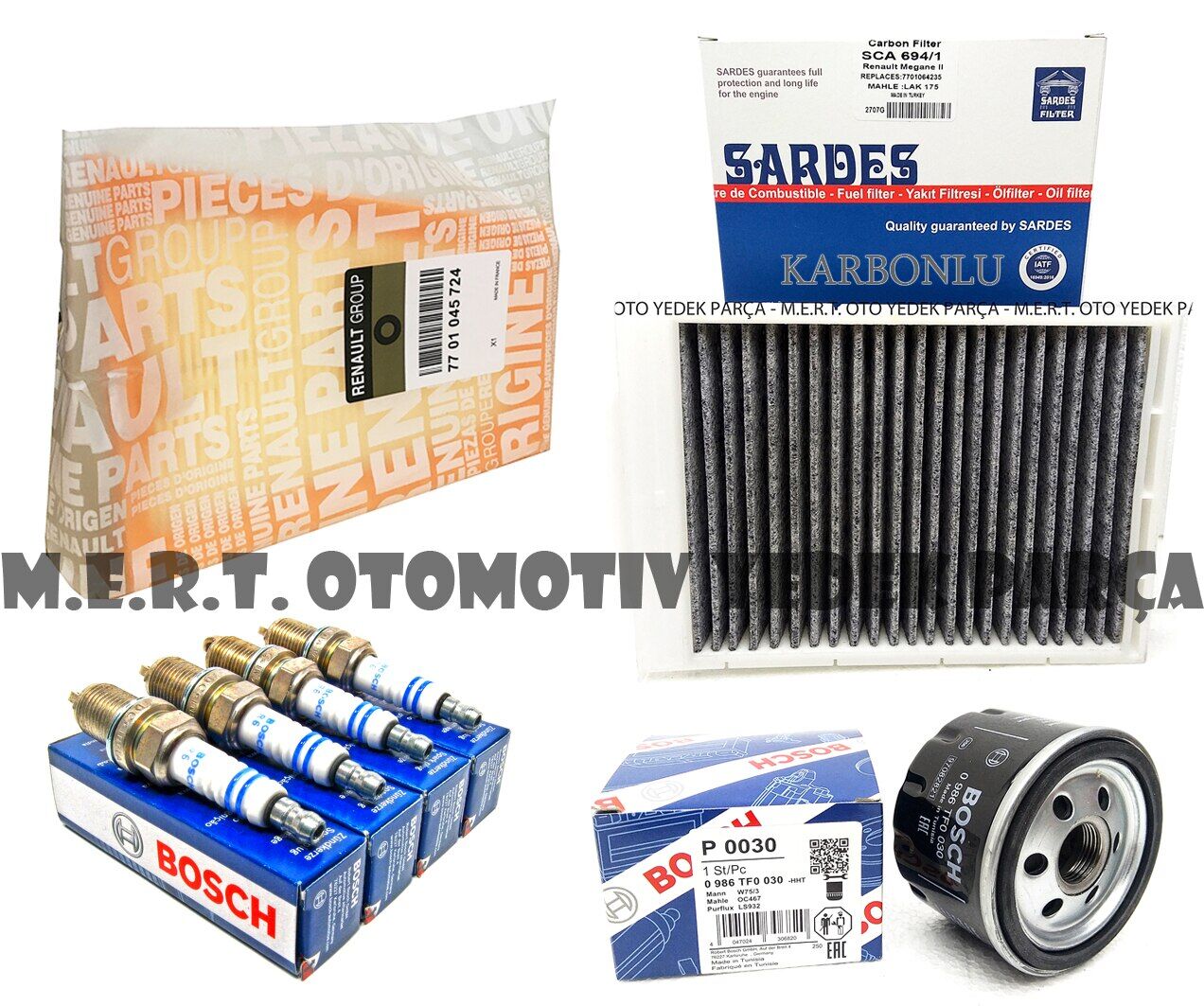 Renault Megane 2 1.4 Benzinli Bakım Seti Filtreler + Buji Takımı