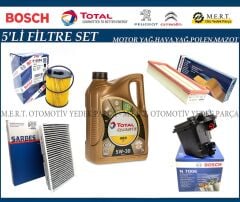 Citroen C3 1.6 Hdi Filtre Bakım Seti + Motor Yağı (2005-2009)