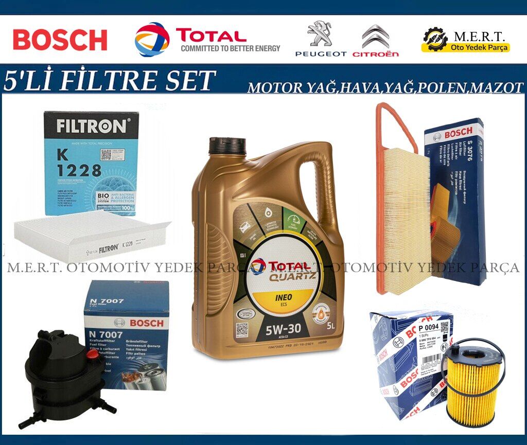 Citroen Nemo 1.4 Hdi Filtre Bakım Seti + Motor Yağı