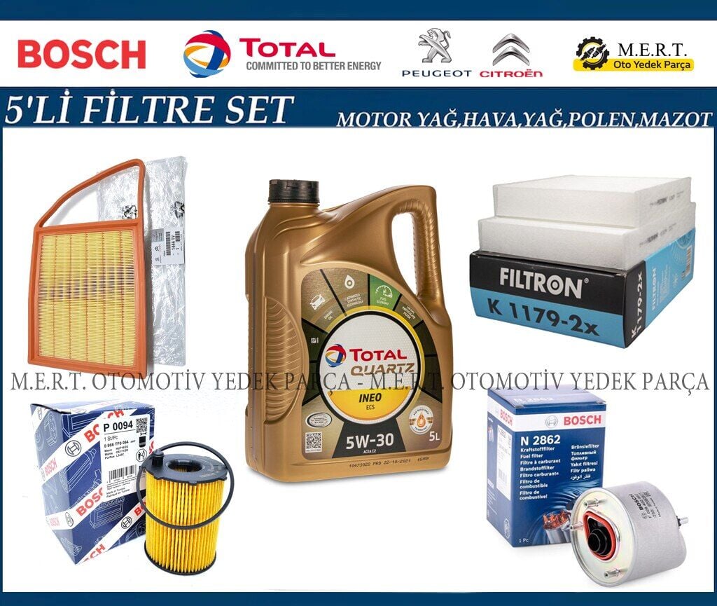 Peugeot 208 1.4 Hdi Filtre Bakım Seti + Motor Yağı