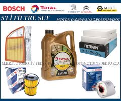 Peugeot 207 1.4 Hdi Dizel Yağ Bakım Filtre Seti (2011-2012) Euro5