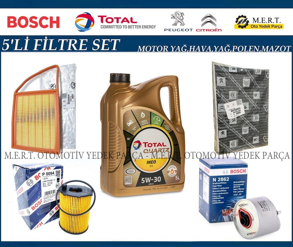 Peugeot 508 1.6 E-Hdi Filtre Bakım Seti + Motor Yağı