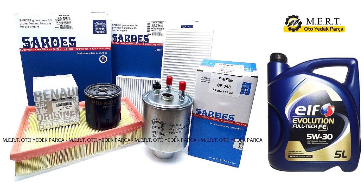 Renault Kangoo 1.5 Dci Yağ Bakım Filtre Seti (2010-2014)