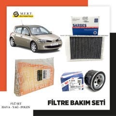 Megane 2 - 1.4 16v Filtre Bakım Seti hava-yağ-karbonlu Polen