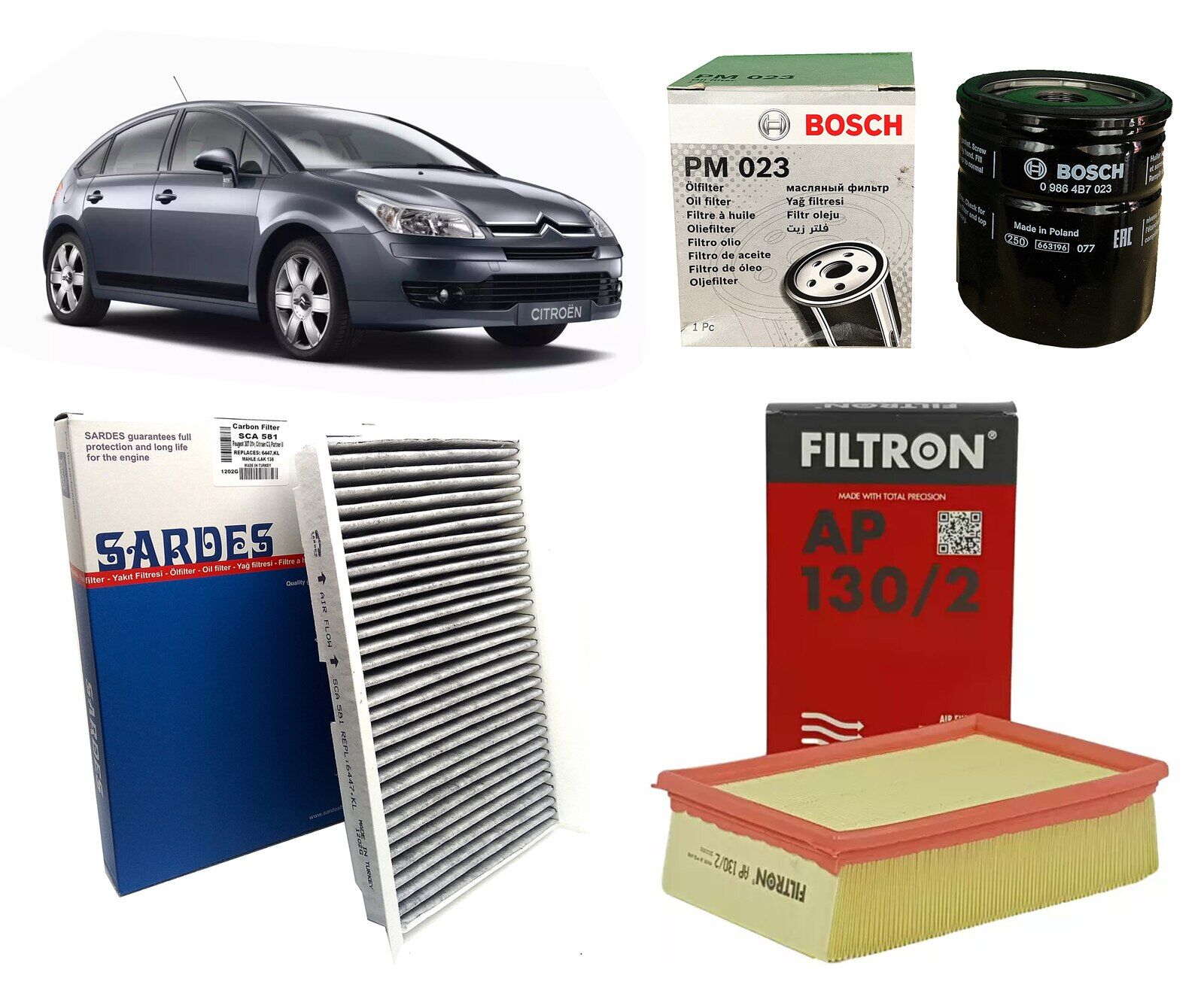 Citroen C4 2.0 Vts Benzinli Filtre Bakım Seti (2005-2010)