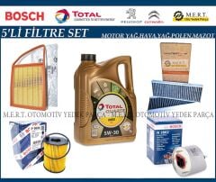 Citroen C-Elysee 1.6 Hdi Euro 5 Filtre Bakım Seti + Motor Yağı