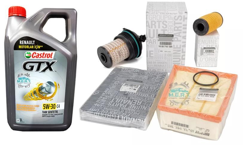 Megane 4 1.5 DCi Euro 6 Yağ Bakım Filtre Seti 2018-