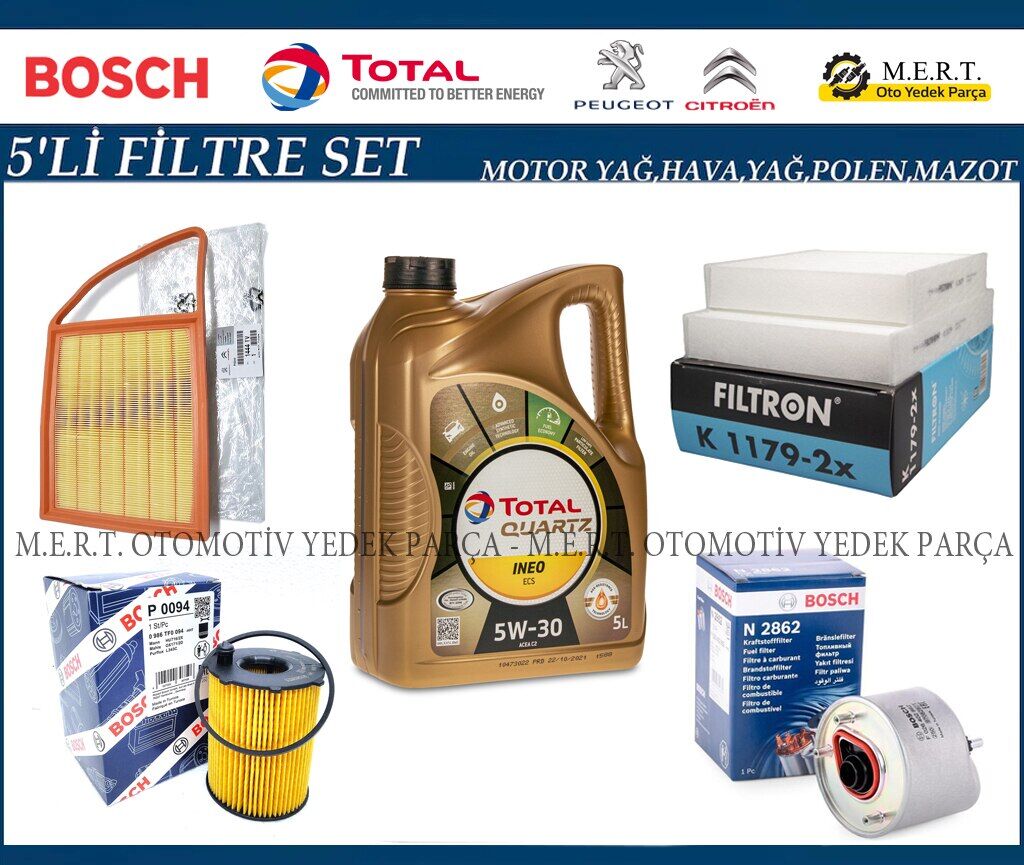 Peugeot 2008 1.6 E-Hdi Filtre Bakım Seti + Motor Yağı