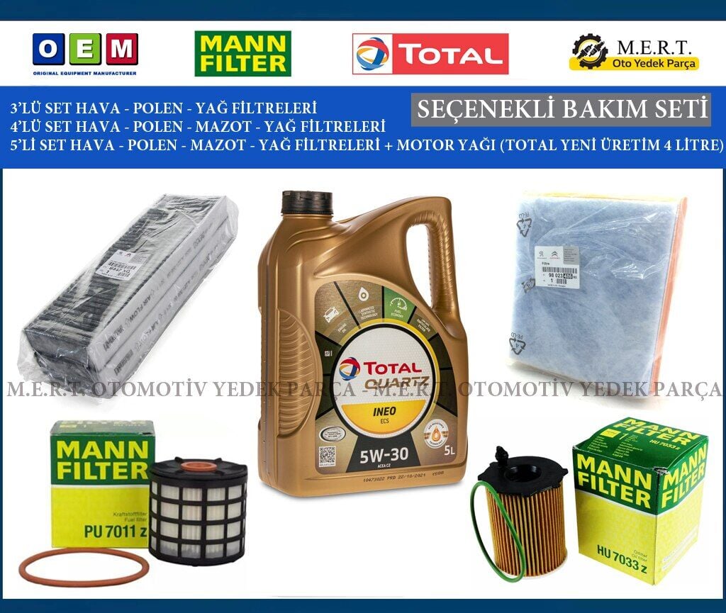 Citroen Ds5 1.6 Bluehdi Filtre Bakım Seti + Motor Yağı