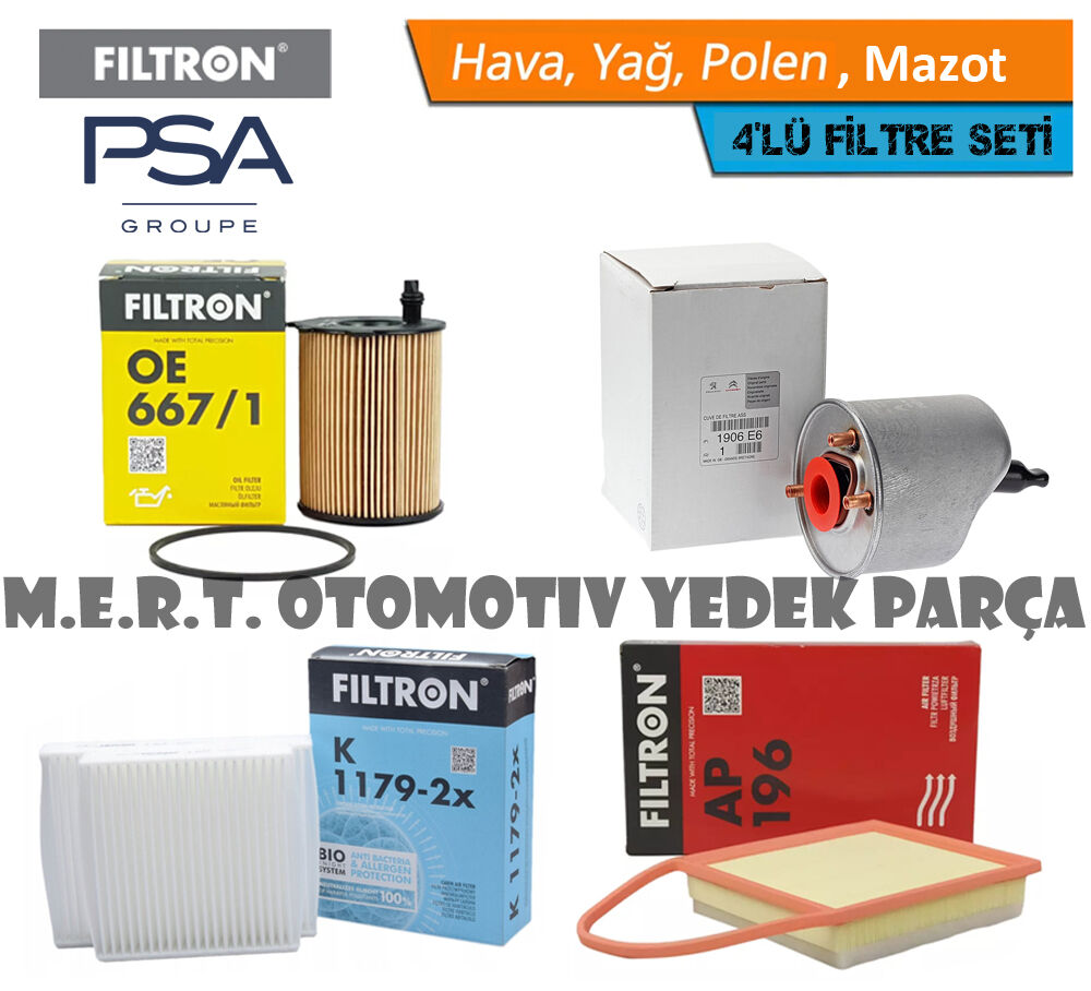 Peugeot 207 1.4 HDi FİLTRON Filtre Bakım Seti 2011-2012 Euro 5
