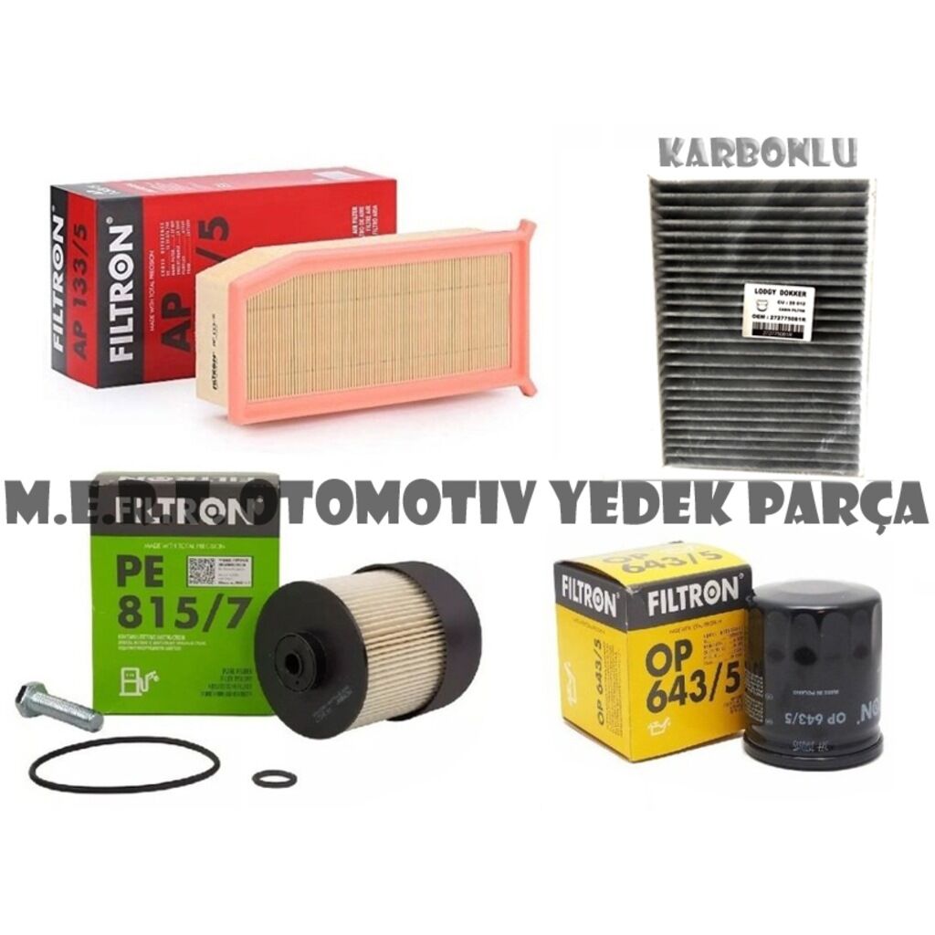 Dacia Lodgy 1.5 Dci Filtron Filtre Bakım Seti (2012-2018) 553532900